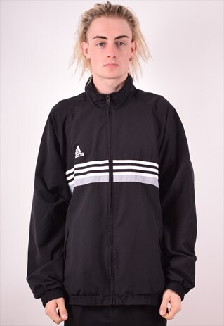 ADIDAS MENS VINTAGE TRACKSUIT TOP JACKET XXL BLACK 90S