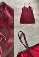 Y2K 00S VINTAGE LACE PRINT CAMI DRESS IN MAROON