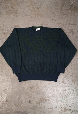 Vintage Abstract Knitted Jumper Green Patterned Grandad