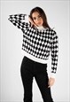 JUSTYOUROUTFIT BLACK DIAMOND CHECK PRINT HIGH NECK JUMPER 