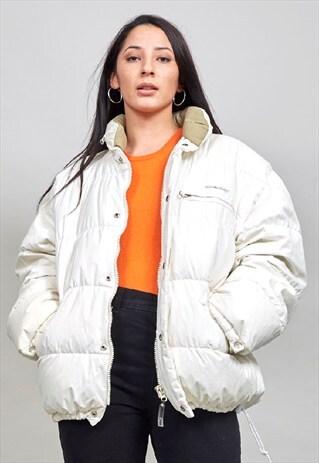 VINTAGE 90'S CREAM SUPER OVERSIZED DOWN PUFFER JACKET
