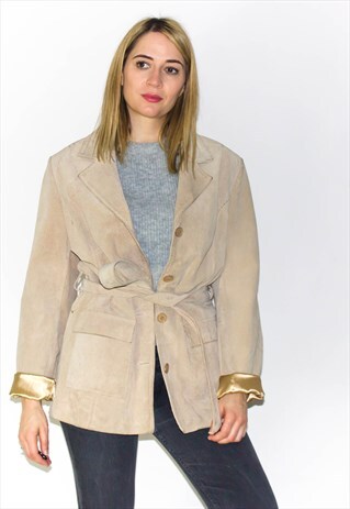 VINTAGE BEIGE BELTED COAT