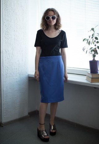 VINTAGE 90'S WASHED BLUE HIGH WAISTEDI SKIRT