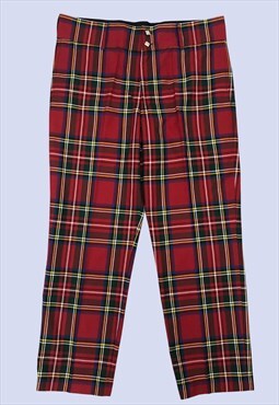 New Red Black Trousers Men Large Straight Leg Checked
