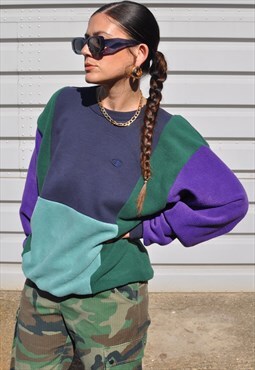 90's vintage reworked Champion fleece colourblock sweatshirt