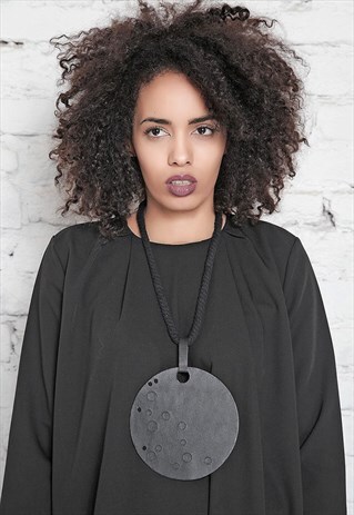 LEATHER MOON NECKLACE,BOHO CHIC JEWELLERY
