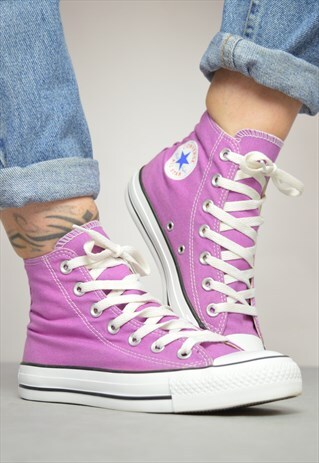 VINTAGE 90S CONVERSE PURPLE HI-TOPS TRAINERS PREPPY RETRO