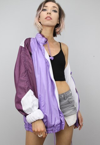 VINTAGE 80S 90S OVERSIZED SHELL SUIT FESTIVAL JACKET
