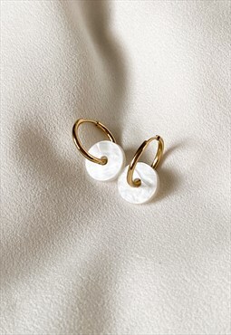 Acrylic interchangeable charm gold plated hoop earrings