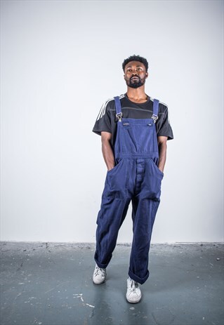 VINTAGE NAVY BLUE DENIM PAINT DUNGAREES
