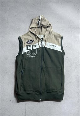 Y2K Mens Vintage Sleeveless Zip Up Crosshatch Hoodie