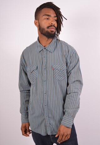 VINTAGE LEVI'S SHIRT STRIPES BLUE