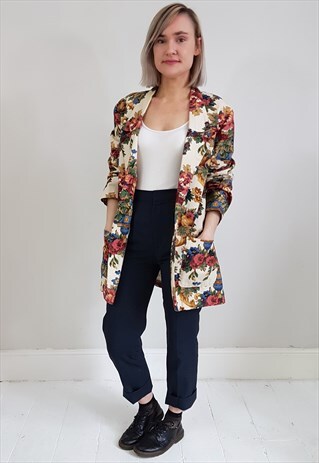 VINTAGE 90'S BOLD FLORAL OVERSIZED BOYFRIEND BLAZER JACKET