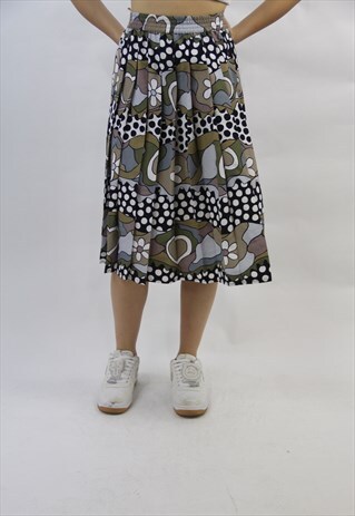 VINTAGE PATTERNED PLEATED SKIRT