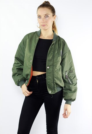 90S PILOT JACKET / FLIGHT JACKET / GREEN BOMBER JACKET