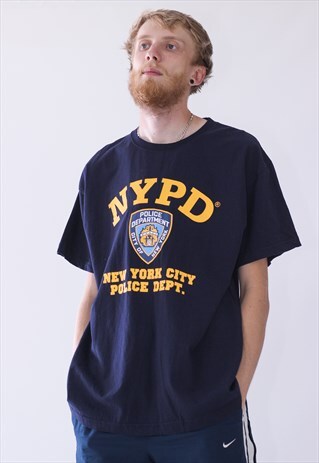 VINTAGE MENS GRAPHIC NYPD LICENSED POLICE BIG LOGO T-SHIRT