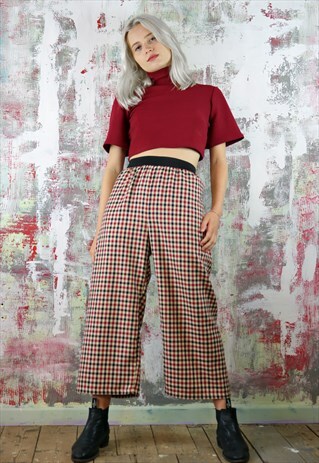 CROPPED TROUSERS IN MINI CHECK