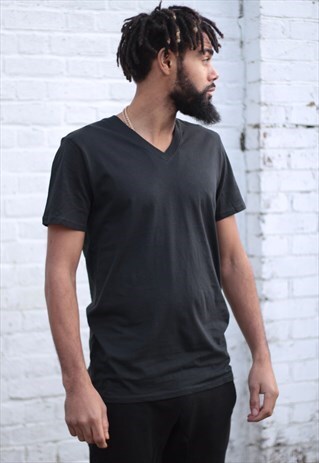 SALE - SMART CASUAL V NECK BLACK TEE