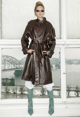 VINTAGE LEATHER TRENCH-COAT
