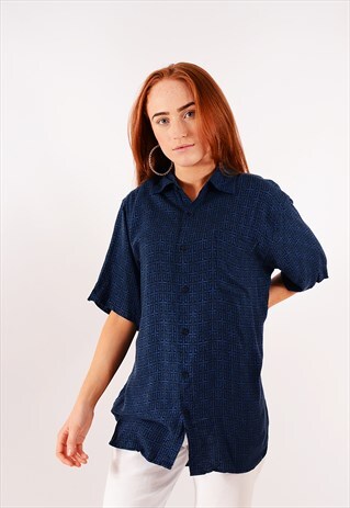 VINTAGE OVERSIZED PATTERNED SHIRT NAVY