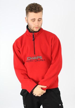 RALPH LAUREN CHAPS HALF-ZIP SPELLOUT FLEECE