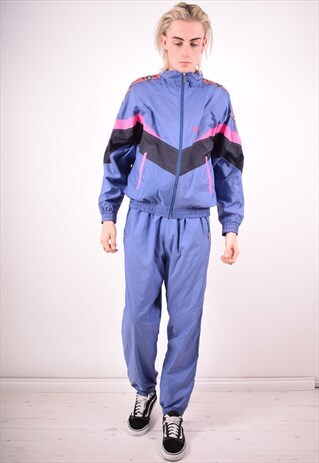 ASICS MENS VINTAGE FULL TRACKSUIT LARGE PURPLE 90S