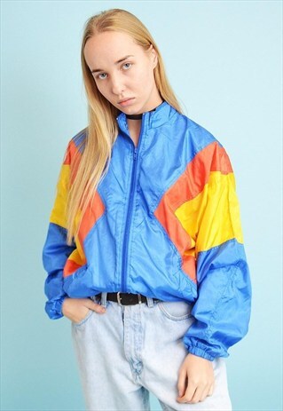 VINTAGE 90'S RETRO OVERSIZED ATHLEISURE SHELL BOMBER JACKET