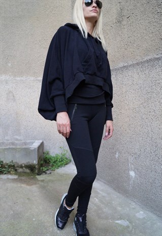 SWEATSHIRT HOODIE BLOUSE OUTWEAR LOOSE TOP PONCHO F1625