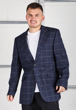 Vintage Aquascutum Blazer Jacket in Navy Oversized Suit 42R