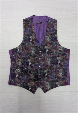 90's Vintage Liberty Waistcoat Purple Floral 