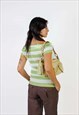 VINTAGE 00S BOAT NECK KNITTED TOP WITH RIBBON