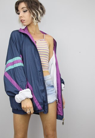 VINTAGE 80S 90S OVERSIZED SHELL SUIT FESTIVAL JACKET