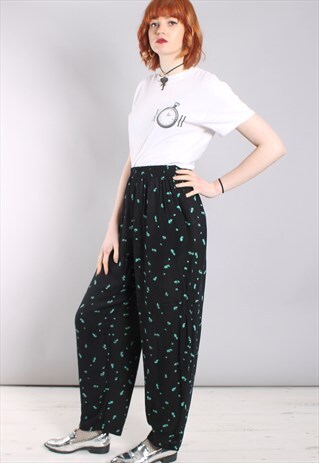 VINTAGE 80S PATTERNED HIGH WAISTED CULOTTE TROUSERS