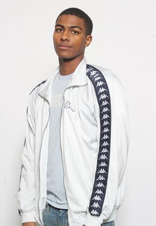VINTAGE KAPPA TAPE LOGO TRACK JACKET WHITE