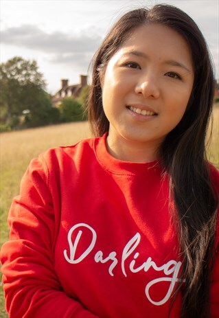 PEGGY & SAM DARLING SWEATSHIRT RED SLOGAN