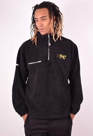 IZOD MENS VINTAGE FLEECE JUMPER XL BLACK 90S