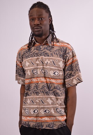 MENS VINTAGE SHIRT MENS BROWN 90S