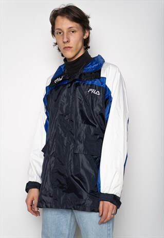 BLACK BLUE WHITE FILA JACKET L