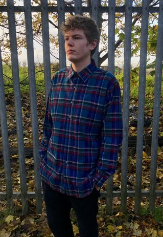 VINTAGE PENDLETON CHECK PLAID WOOL FLANNEL BUTTON UP SHIRT