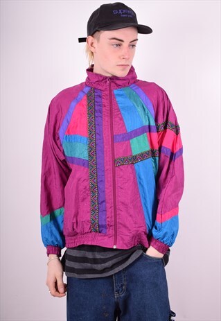 MENS VINTAGE TRACKSUIT TOP JACKET XL MULTI 90'S