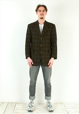 London Uk 38S Us Plaid Blazer Jacket Tweed Suit Wool Coat 