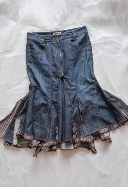 Mermaid Asymmetrical Denim Mini Skirt