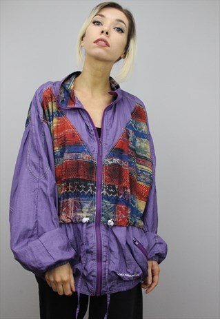 VINTAGE 80S/90S OVERSIZED COLOURFUL SHELL WINDBREAKER JACKET