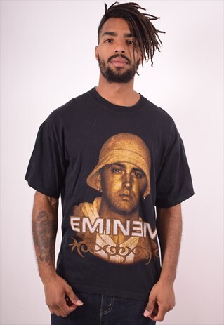 MENS VINTAGE EMINEM T-SHIRT TOP XL BLACK 90S
