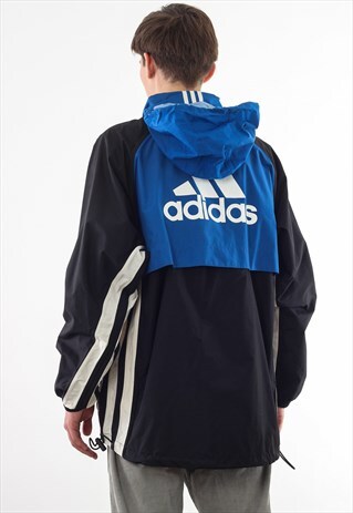 VINTAGE ADIDAS FC BRUGGE SHELL WINDBREAKER COAT 90S BLUE