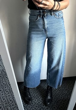 Cut Off Blue Wide Leg Jeans - Small