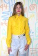 SHIRT VINTAGE 1970S YELLOW FRILLY RUFFLE SIZE 10