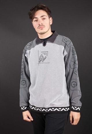 GREY ABSTRACT KNIT JUMPER BY CARLO COLLUCCI