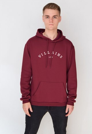 BURGUNDY VILLAINS LDN (WHITE) HOODIE