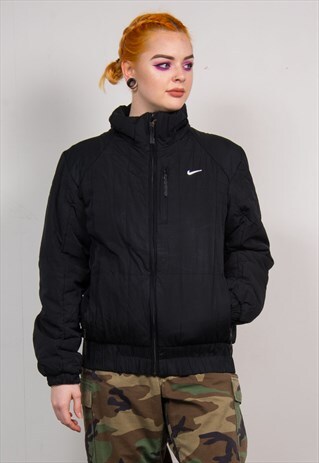 NIKE VINTAGE 90'S BLACK QUILTED PADDED JACKET